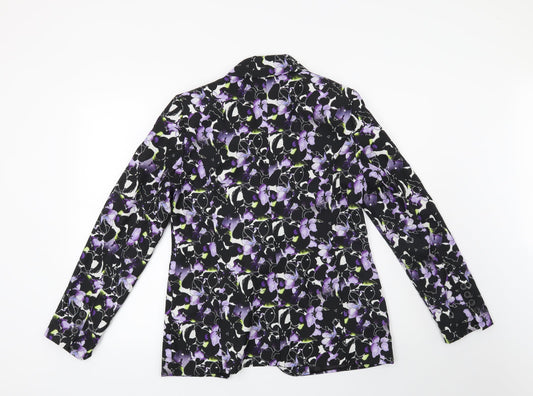 Papaya Womens Black Floral Jacket Blazer Size 12