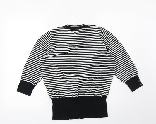 Debenhams Womens Black Striped Pullover Jumper Size 14