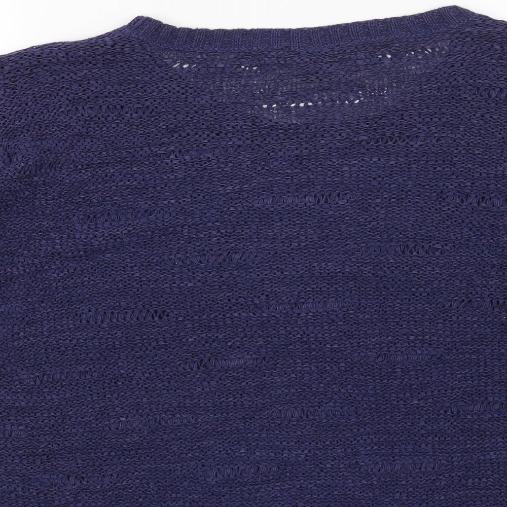 Brand and care label for H&M women’s blue jumper, size S