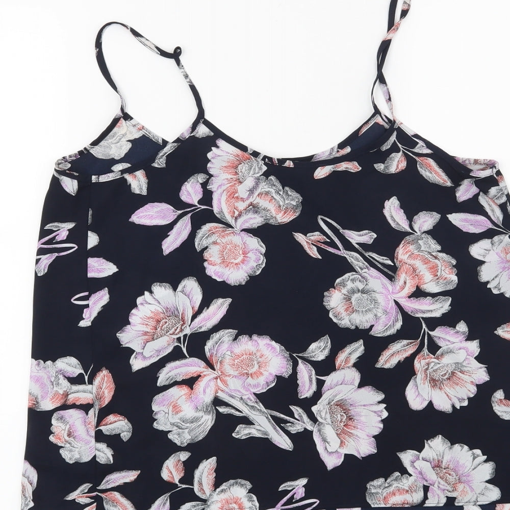 Papaya Womens Blue Floral Basic Blouse Size 10