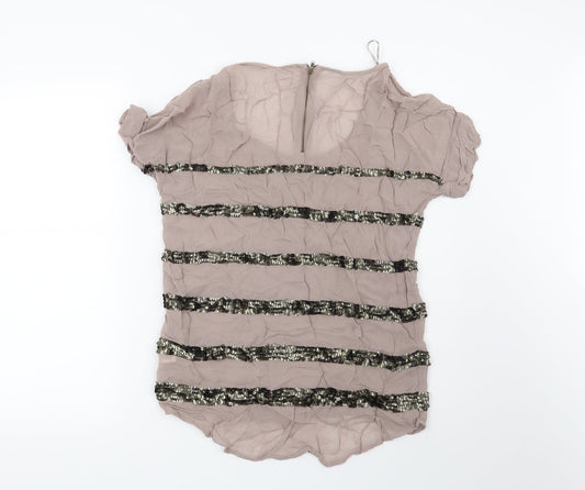 NEXT Womens Brown Striped Basic Blouse Size 10