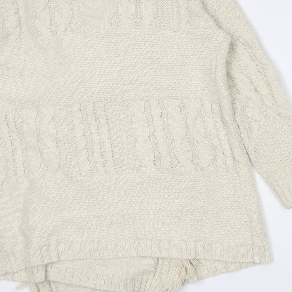 Brand and care label for Next women’s beige wrap jumper, size M