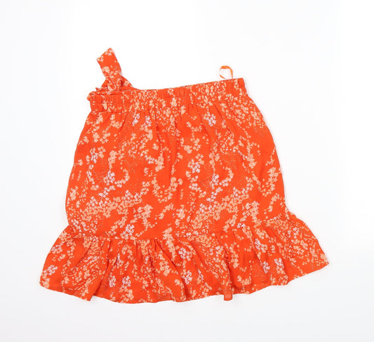 Soaked Womens Orange Floral Wrap Skirt Size S