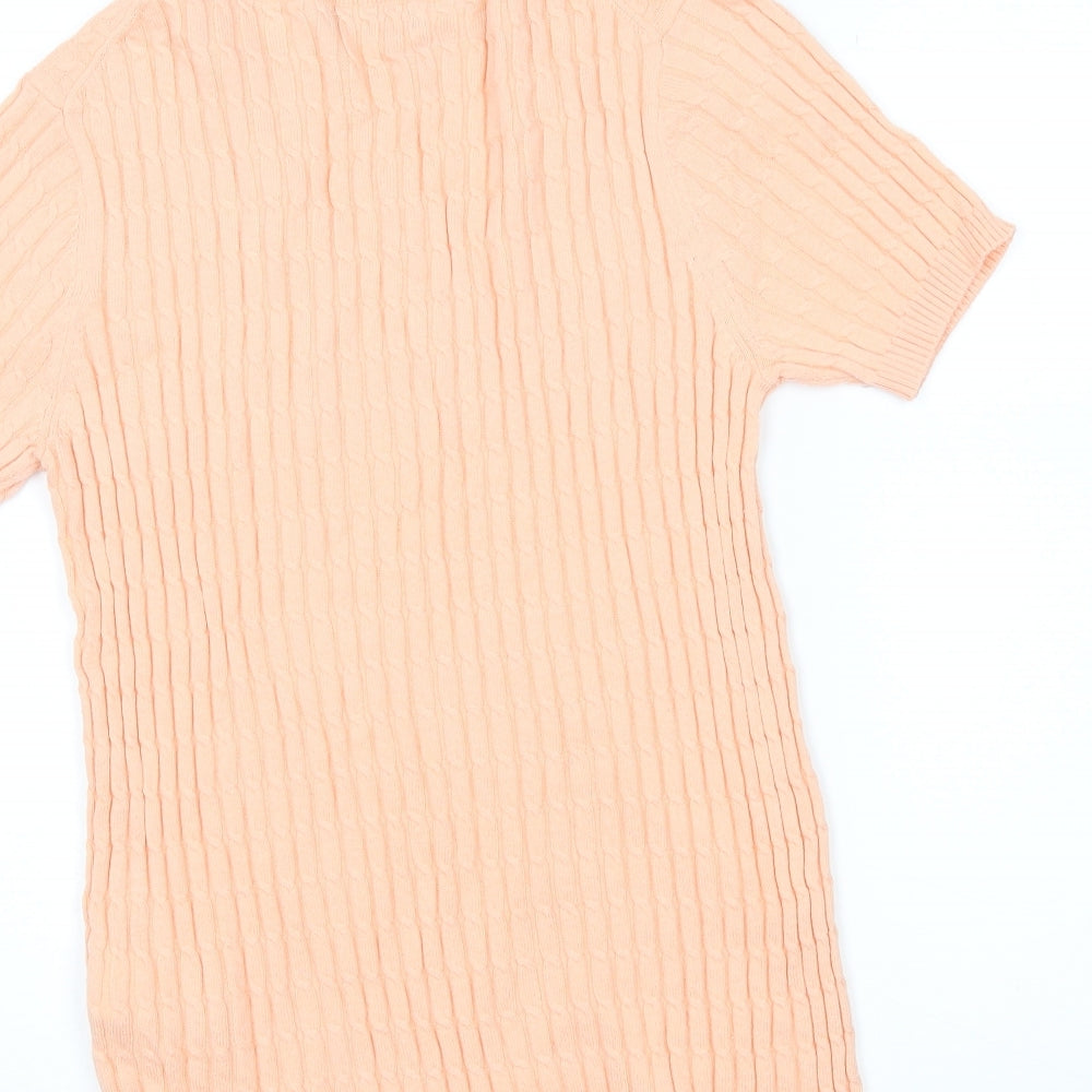 Brand and care label for oodji women’s pink tunic jumper, size XL