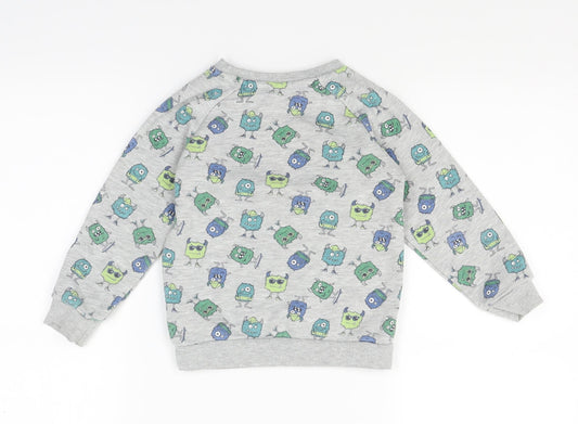 Primark Boys Grey Polka Dot Pullover Jumper Size 2 Years - Monsters
