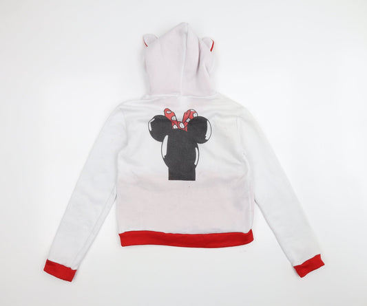 kiranniei Womens White Pullover Hoodie Size M - Minnie Mouse