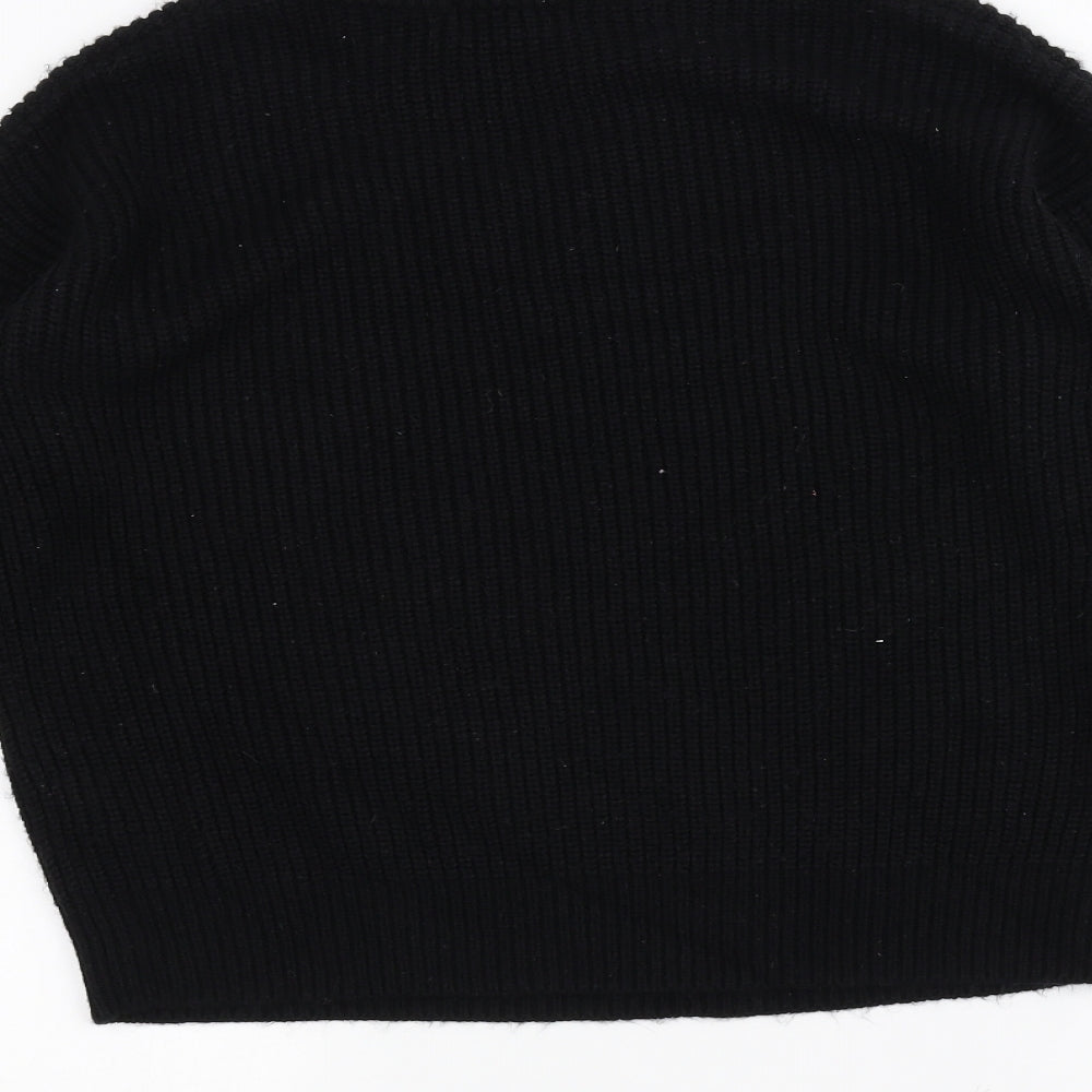 Brand and care label for New Look women’s black knit jumper, size UK 8