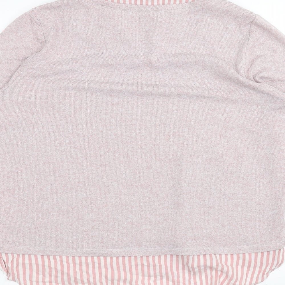 Brand and care label for M&Co women’s pink jumper, size UK 16