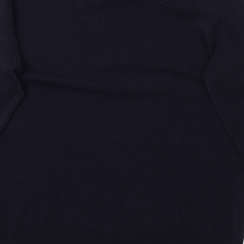 Brand and care label for Marks & Spencer women’s blue jumper, size UK 10