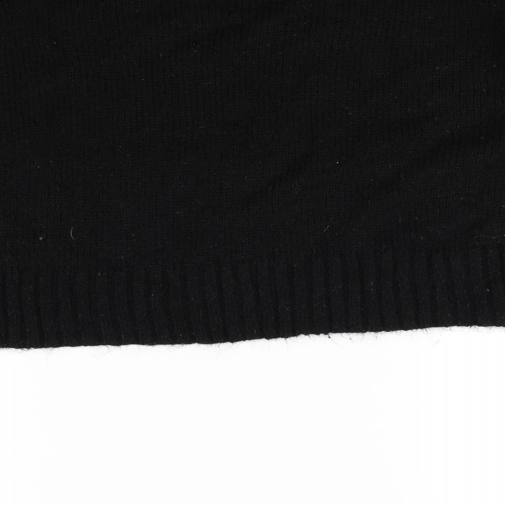 Brand and care label for New Look women’s black jumper, size L