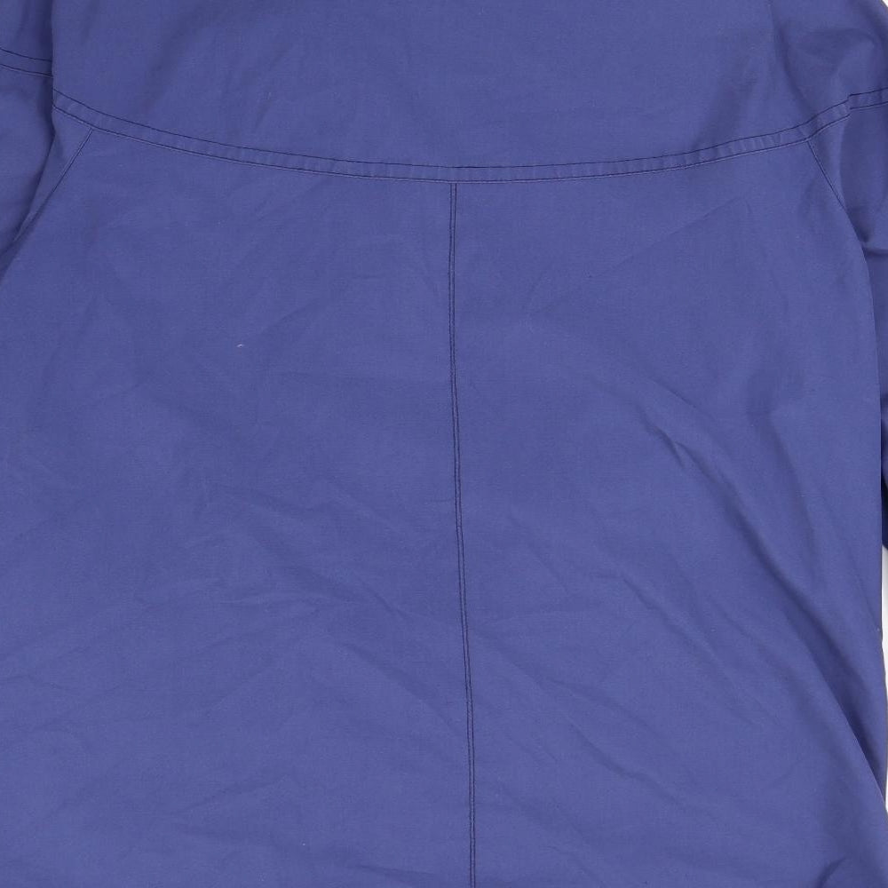 Brand and care label for Debenhams women’s blue rain coat coat, size UK 16
