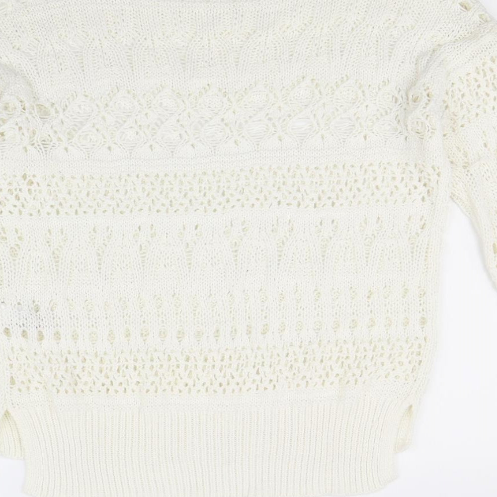 Brand and care label for Next women’s white jumper, size M