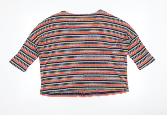 New Look Womens Red Striped Cardigan Jumper Size L