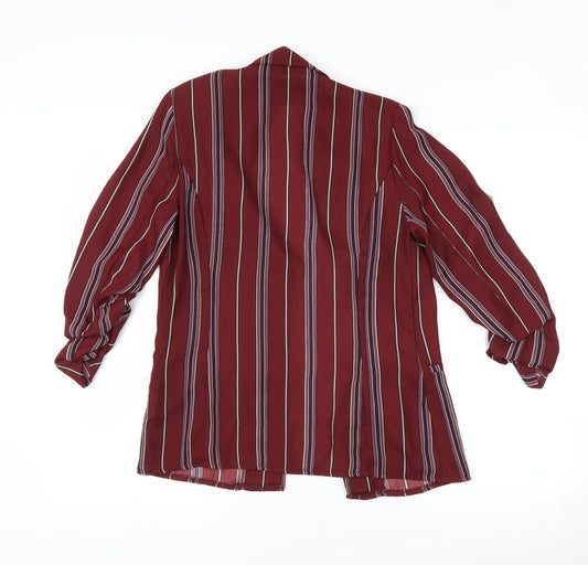 parisian Womens Purple Striped Jacket Blazer Size 6 - 3/4 sleeves