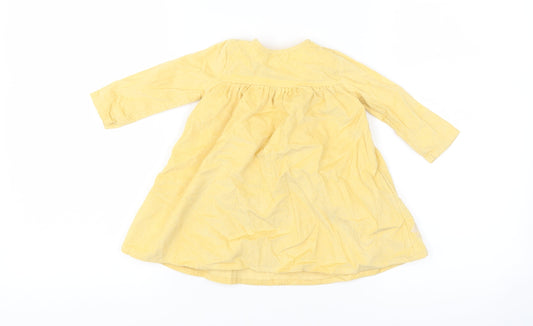 George Girls Yellow Floral Corduroy A-Line Size 3-6 Months