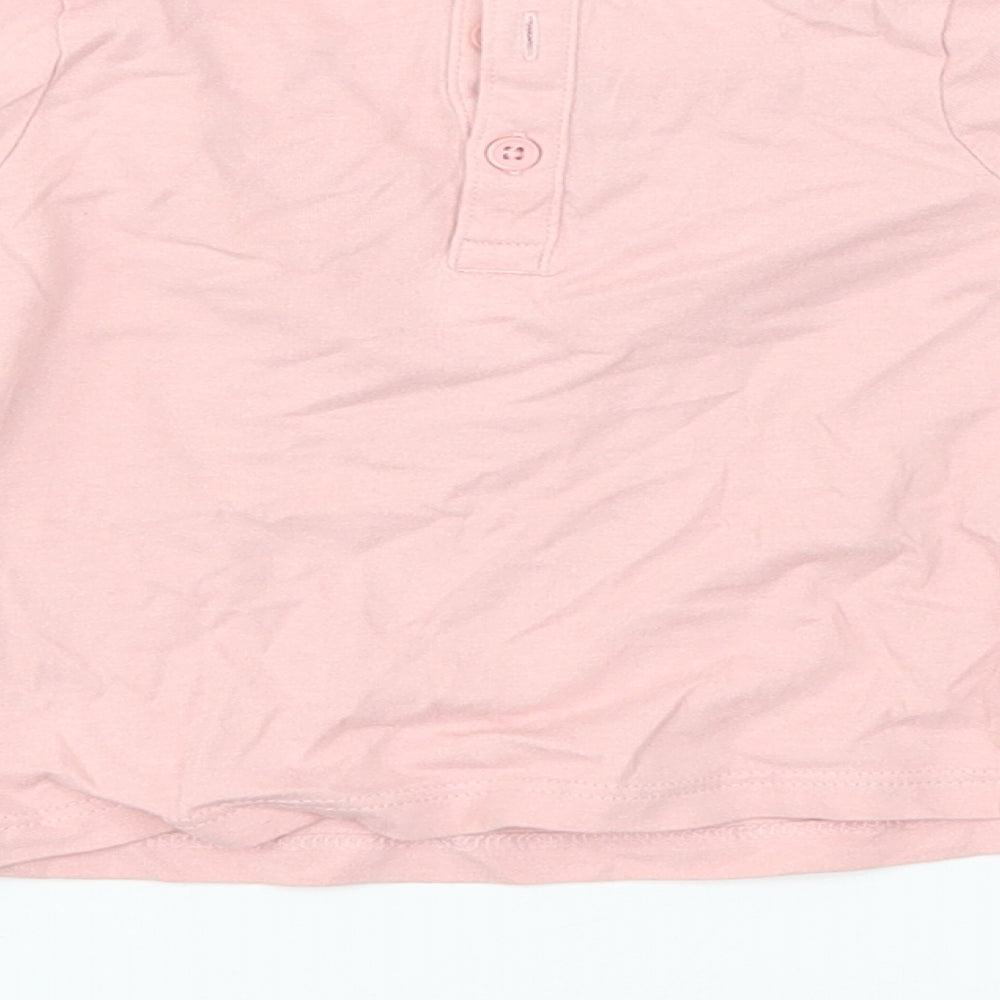 Brand and care label for Matalan girls’ pink basic t-shirt, size 6-9, months - cat