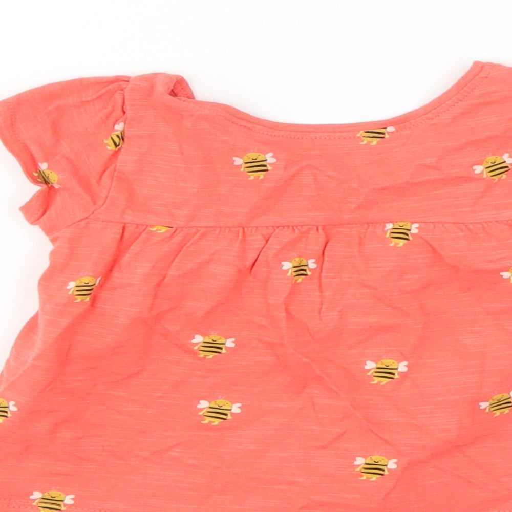 Brand and care label for Next girls’ red basic t-shirt, size 3-6, months - bee print