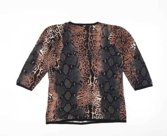 Casamia Womens Brown Animal Print Pullover Jumper Size S