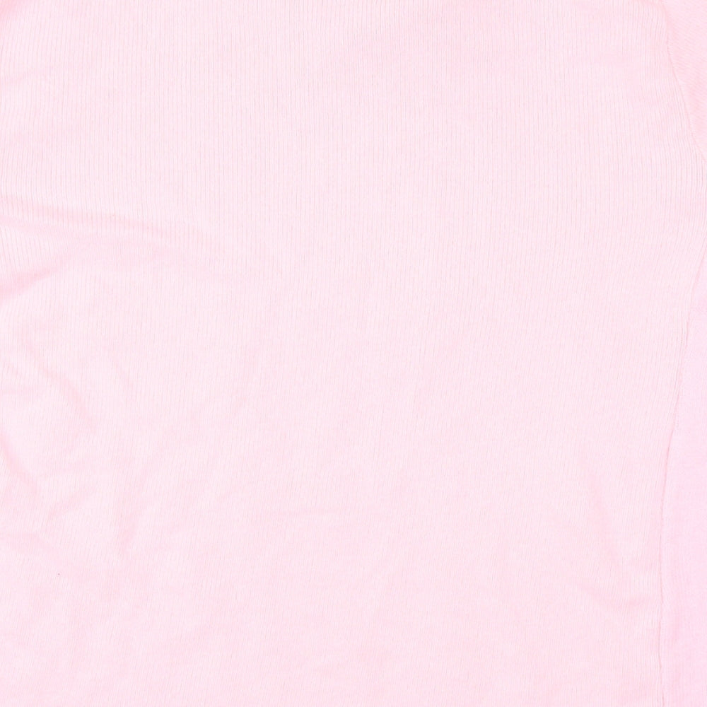 Brand and care label for Emma Collection women’s pink basic t-shirt, size L