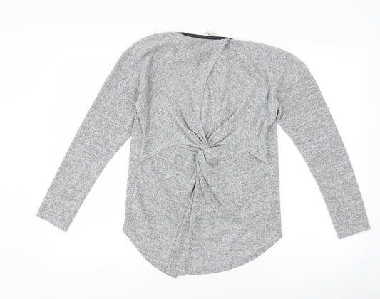 Miss Selfridge Womens Grey Pullover Jumper Size 8 - knot back detail