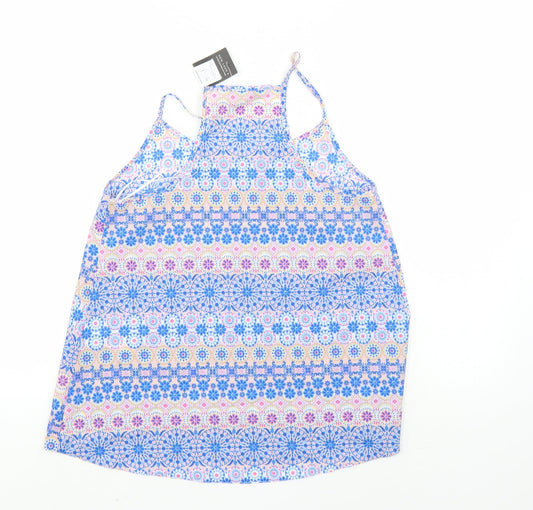 New Look Womens Multicoloured Geometric Basic Blouse Size 8