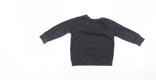 Mini Rebel Boys Black Pullover Jumper Size 12-18 Months