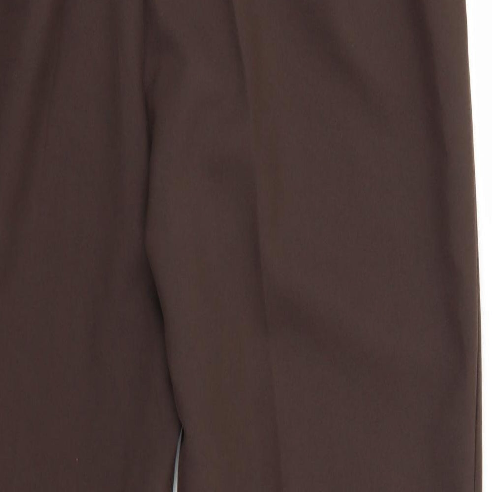 Brand and care label for Bonmarché women’s brown trousers, size UK 20, 27-inch leg