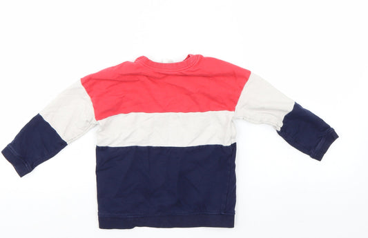 Preworn Boys Multicoloured Striped Pullover Sweatshirt Size 3-4 Years