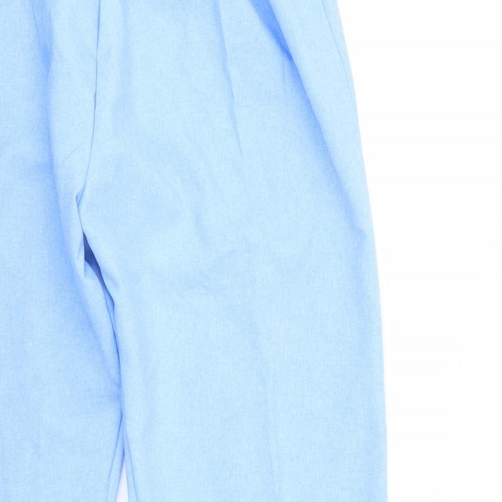 Brand and care label for body wise women’s blue trousers, size UK 20, 25-inch leg - elastic waist