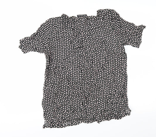 Merric Womens Black Geometric Basic Blouse Size 14