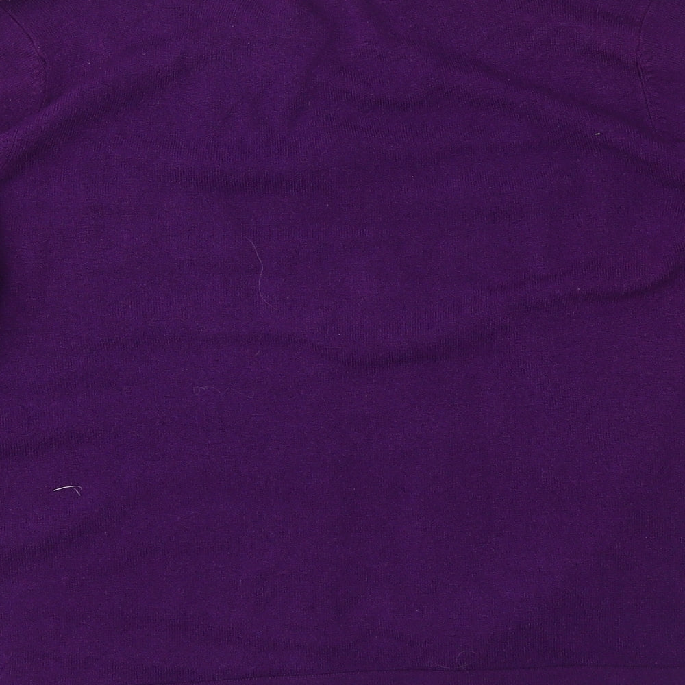 Brand and care label for Sarah Hamilton women’s purple knit cardigan jumper, size XL