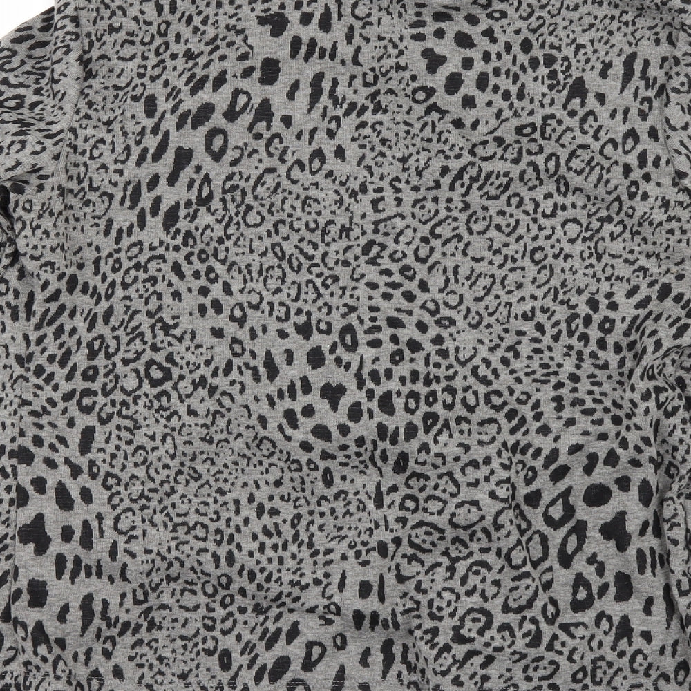 Brand and care label for Marks & Spencer women’s beige animal print jumper, size UK 12