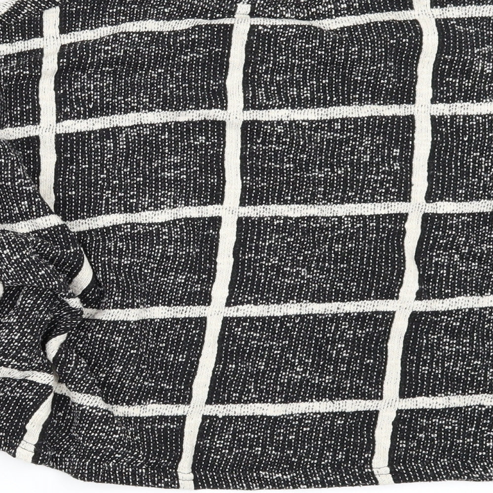 Brand and care label for New Look women’s black check pullover sweatshirt, size M, - cropped