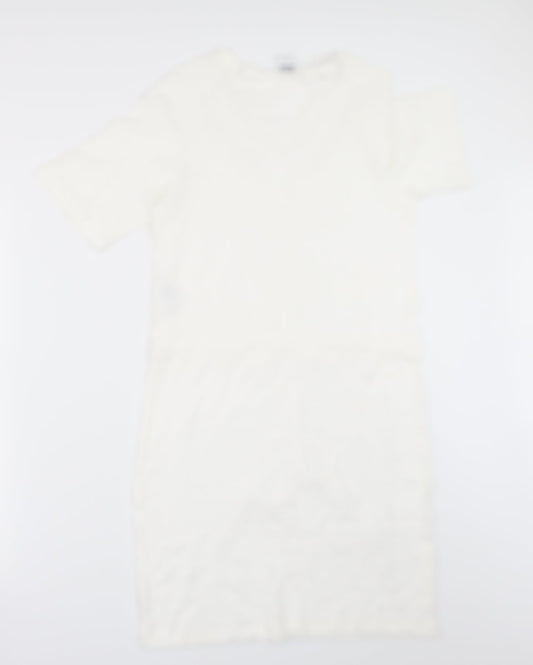 VERO MODA Womens White T-Shirt Dress Size XS - Drawstring waist
