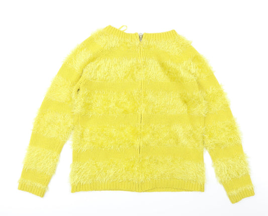 Be Beau Womens Yellow Striped Pullover Jumper Size 8