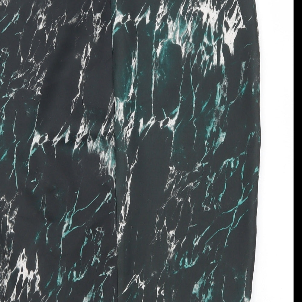 Brand and care label for Zara women’s green straight & pencil skirt, size S, - marble effect
