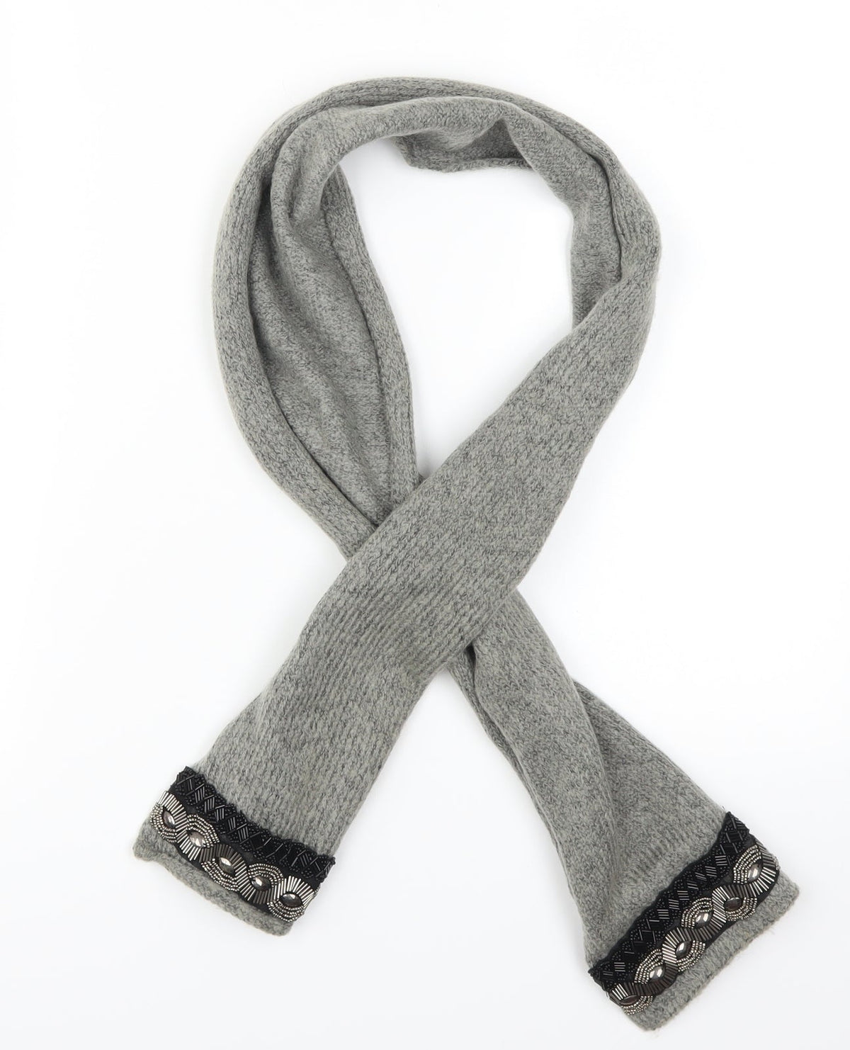 Front view of Preworn women’s grey scarf