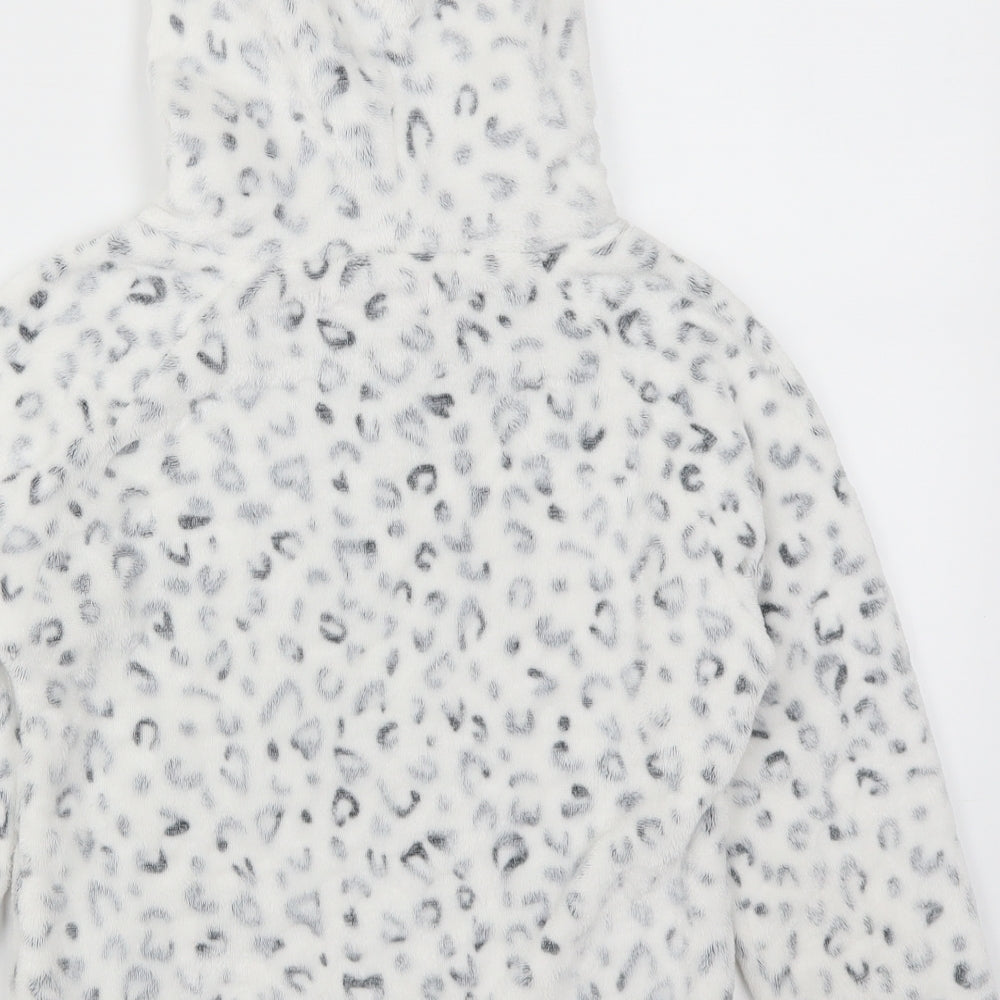 Brand and care label for Love Sleep girls’ white animal print top pyjama top, size 9-10, years - ears on hood