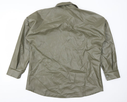 I SAW IT FIRST Womens Green Basic Button-Up Size L