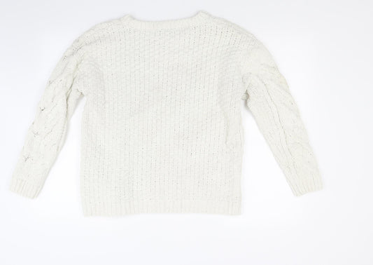 Preworn Womens White Knit Pullover Jumper Size M