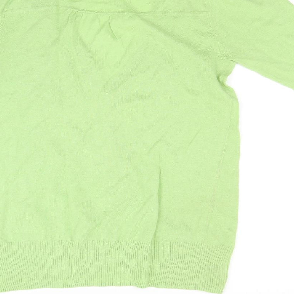 Brand and care label for Crew Clothing Green Knit Cardigan Jumper, size S