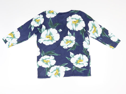 Preworn Womens Blue Floral Pullover Jumper Size 12
