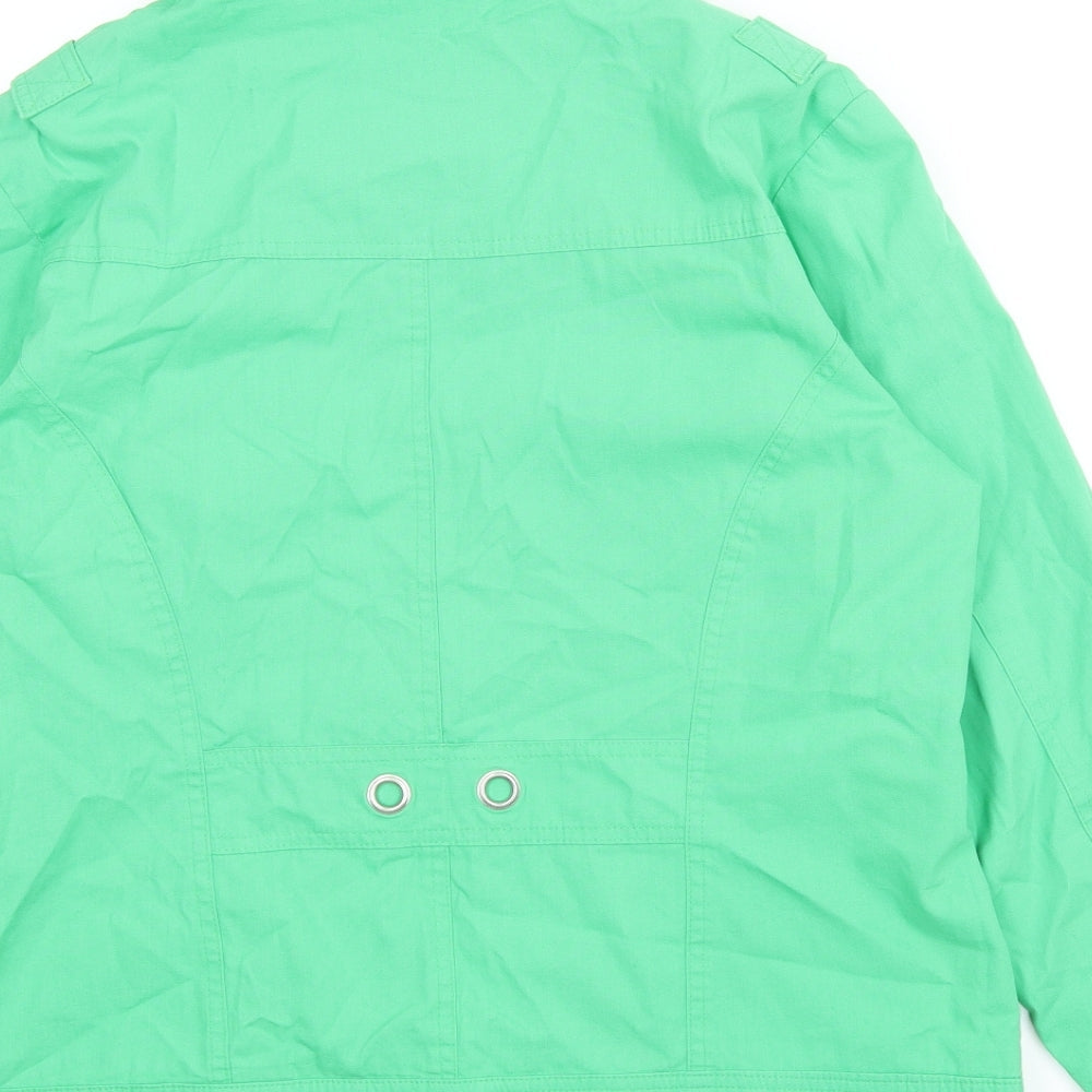 Brand and care label for Being Casual women’s green jacket, size UK 14