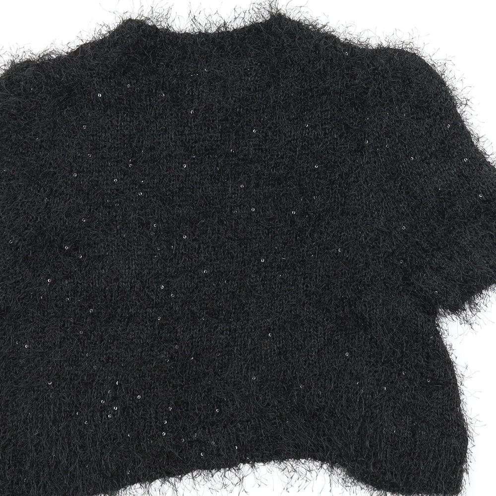 Brand and care label for Peacocks women’s black cardigan jumper, size UK 8