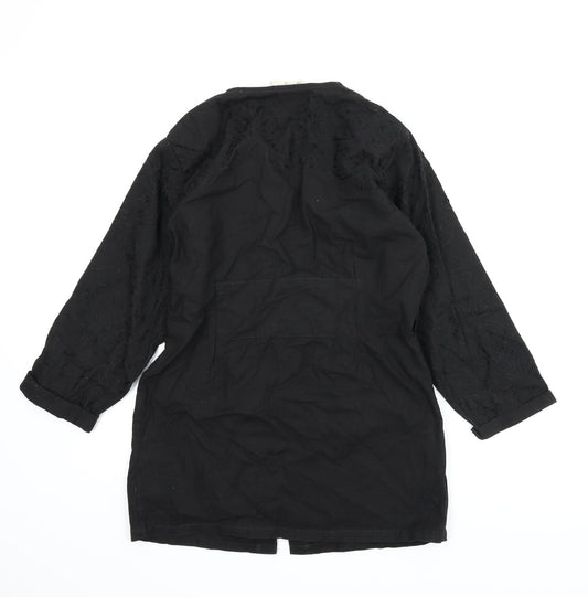 Wallis Exclusoive Womens Black Floral Cardigan Jumper Size 12