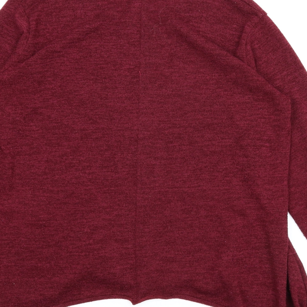 Brand and care label for Preworn women’s purple jumper, size L