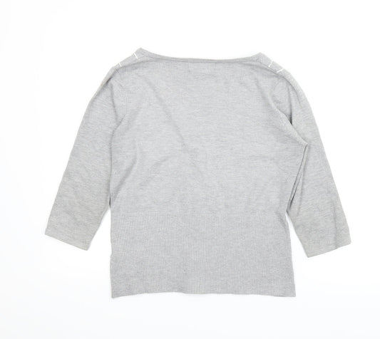 Femme Womens Grey Cardigan Jumper Size M