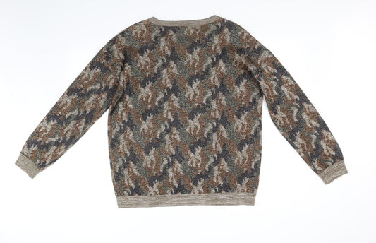 NEXT Womens Beige Geometric Pullover Jumper Size 14