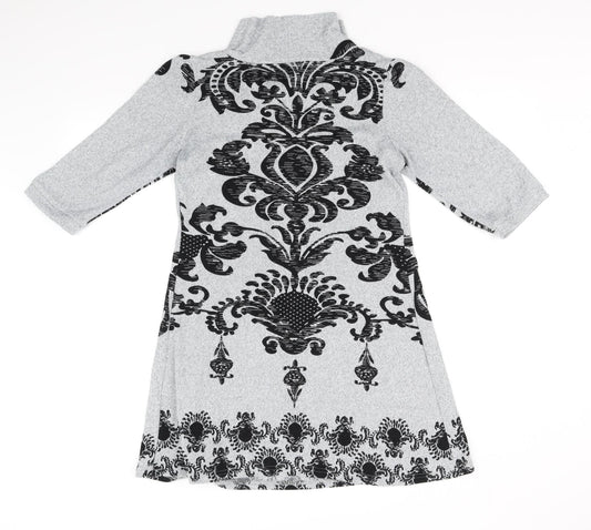 izabel Womens Grey Geometric Fit & Flare Size S