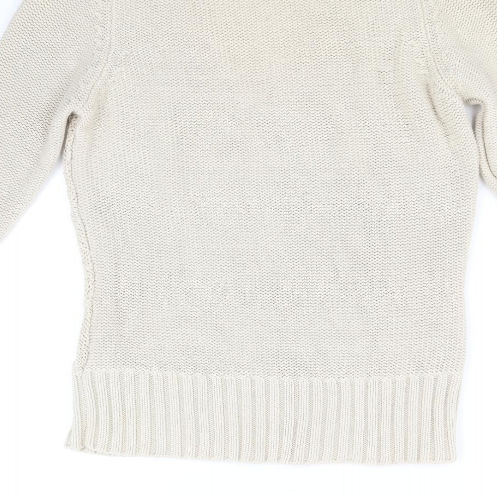 Brand and care label for Marks & Spencer women’s beige jumper, size UK 12